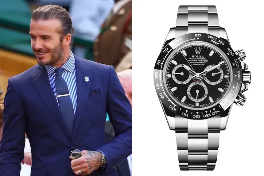 David Beckham mit Rolex Daytona Reverse Panda Zifferblatt