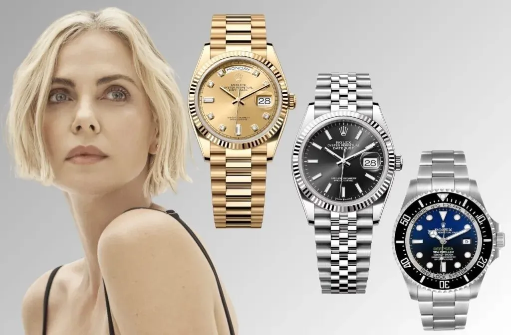 Charlize Theron trägt Rolex Datejust Uhr auf dem roten Teppich