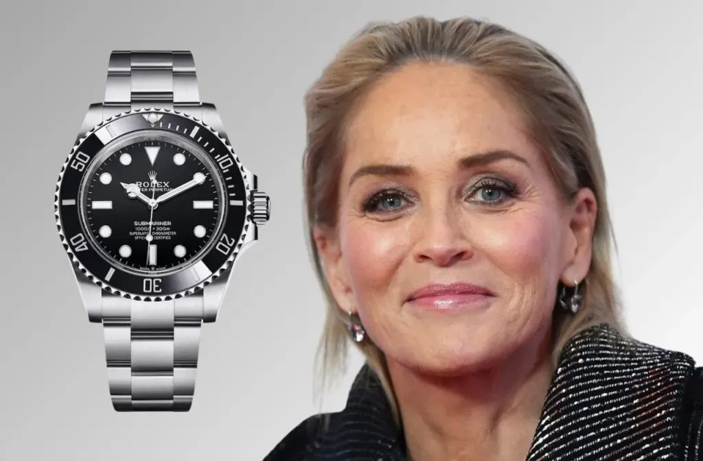 Sharon Stone mit Rolex Daytona Weißgold Meteorit-Zifferblatt