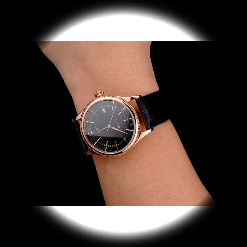 Rolex Cellini REP016799 1:1 Super Clone Zifferblatt in schwarz — Schrägansicht