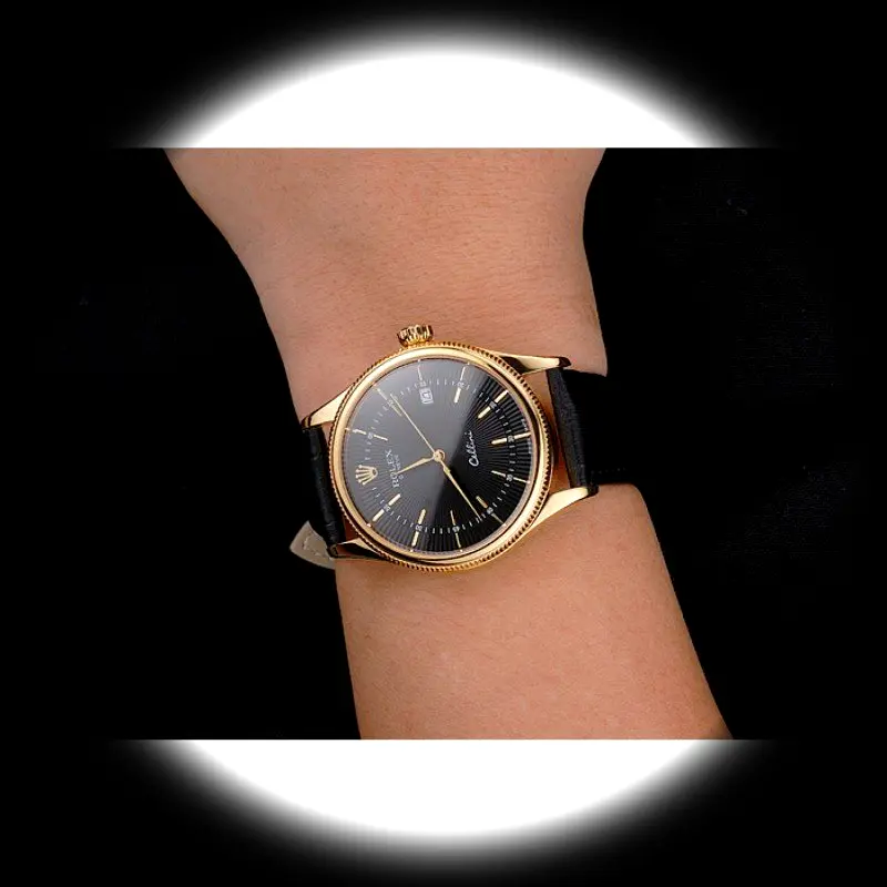 Rolex Cellini REP016807 1:1 Super Clone Zifferblatt in schwarz — Schrägansicht