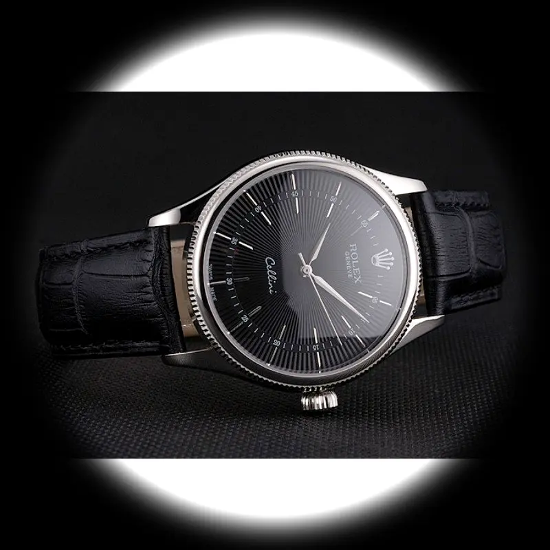 Rolex Cellini REP016809 Schweizer Replica Zifferblatt in schwarz — Gehäusebodendetail