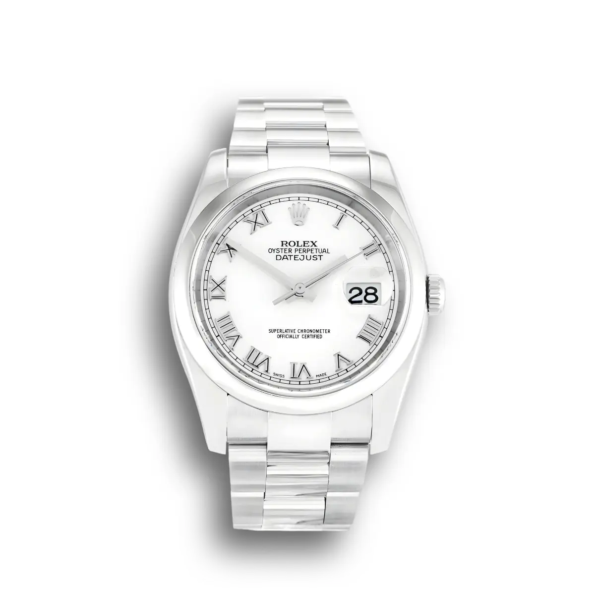 Rolex Datejust 116200 - 36mm Weißes Zifferblatt Edelstahl-Uhr