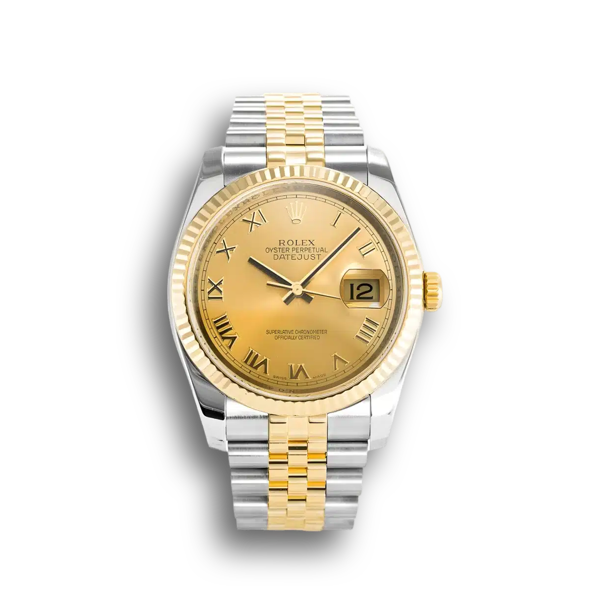 Rolex Datejust 116233 - 36mm Goldenes Zifferblatt Bicolor