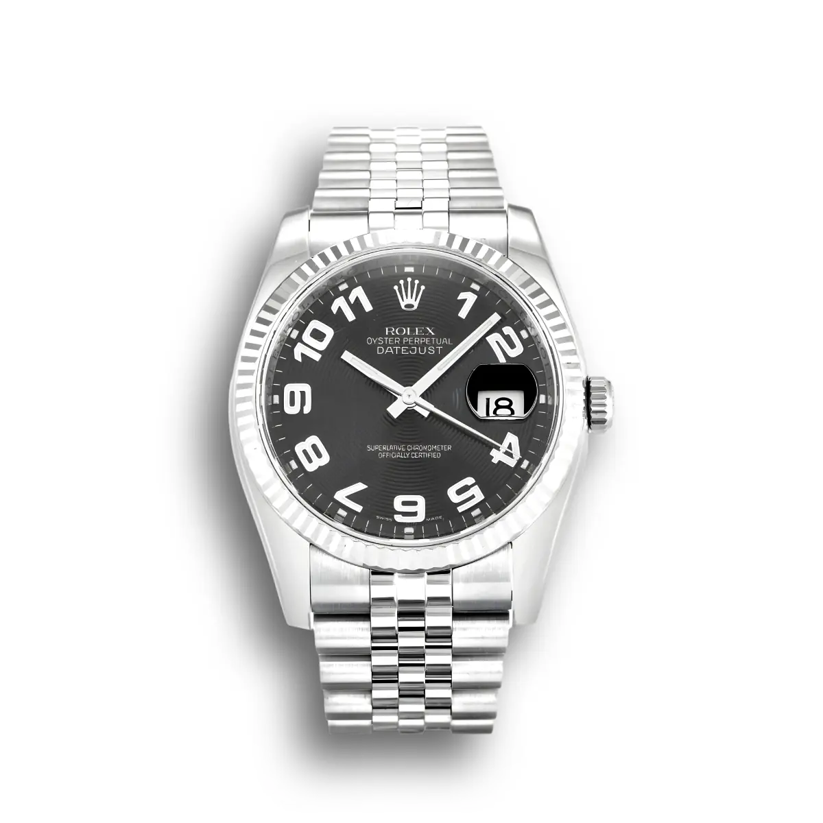 Rolex Datejust 116234 Weißgold Bezel 36mm Schwarzes Zifferblatt