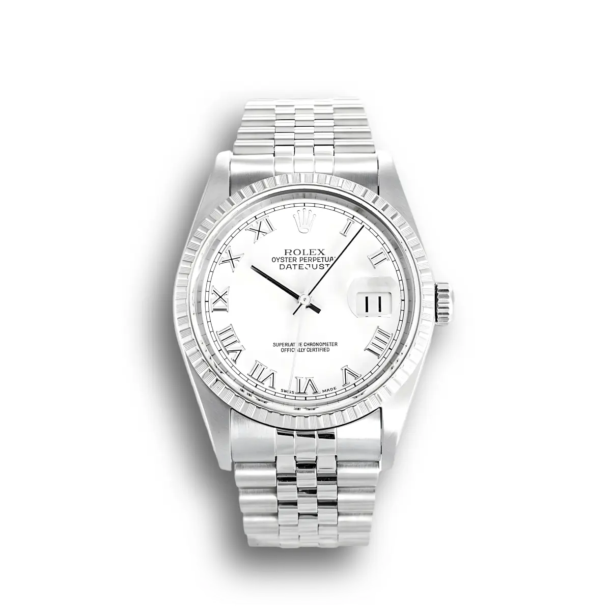 Rolex Datejust 16220 - 36mm Weiß Zifferblatt Edelstahl-Uhr