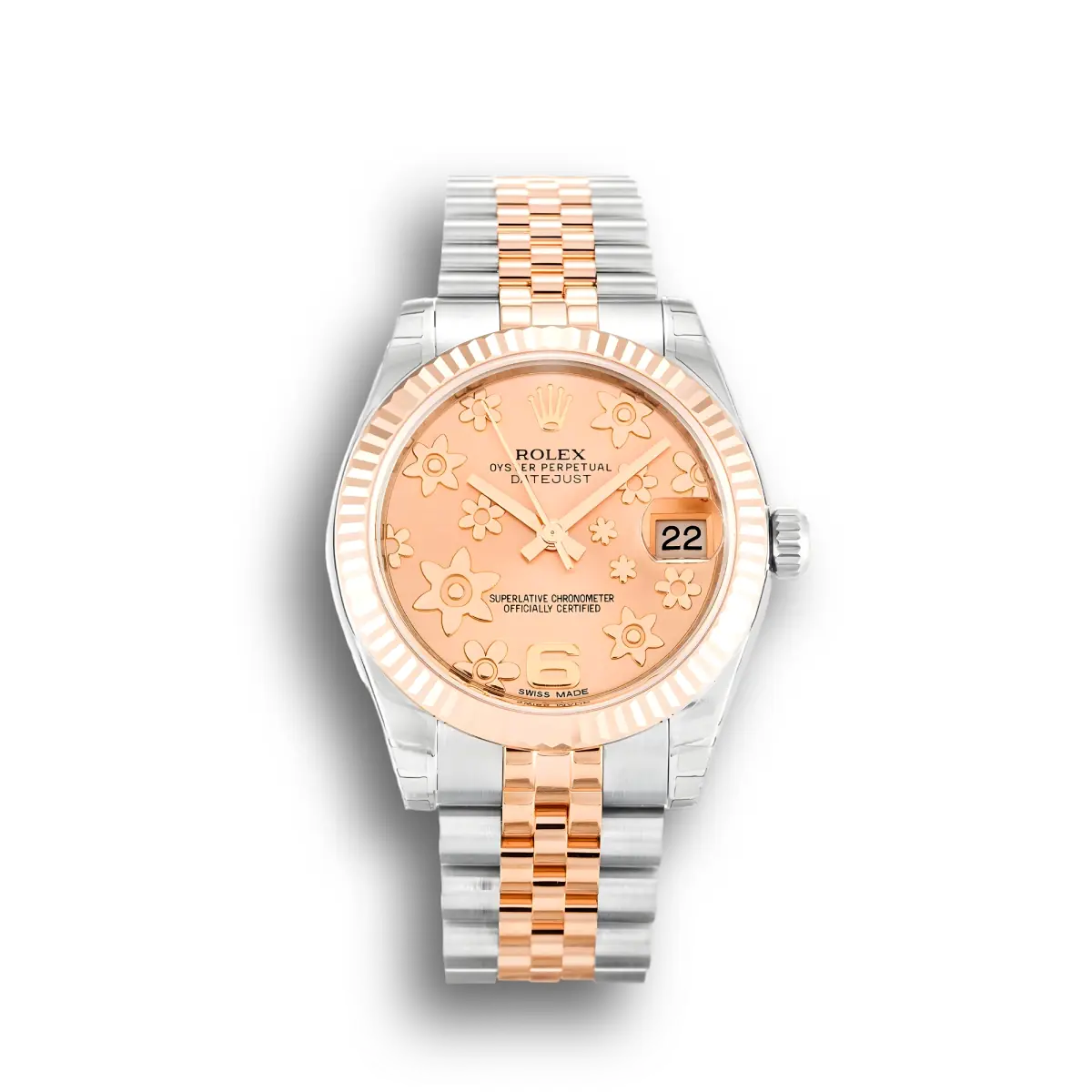 Rolex Datejust 178271 Mittelgröße 31mm Rosa Blumenmuster-Zifferblatt