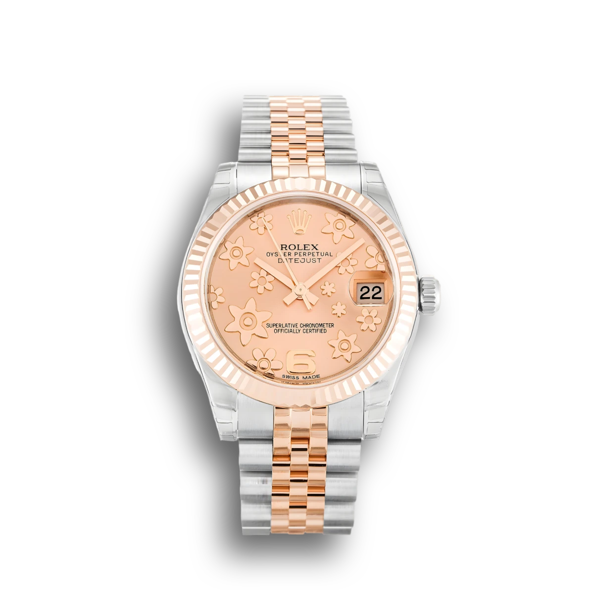 Rolex Datejust 178271 Mittelgröße 31mm Rosa Blumenmuster-Zifferblatt