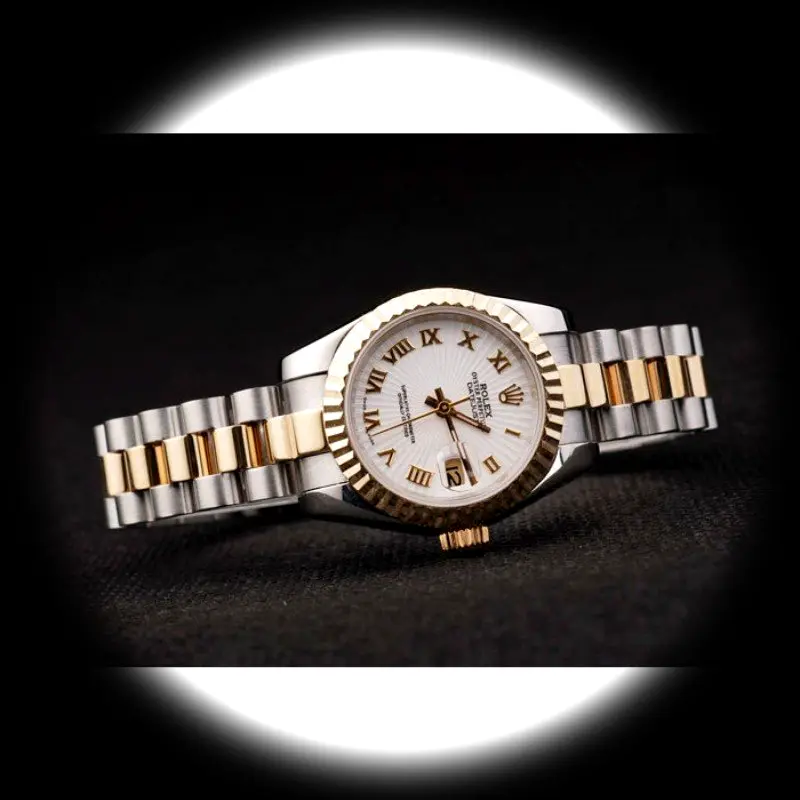 Lady-Datejust SRL104 Schweizer Replica Zifferblatt in weiß — Gehäusebodendetail