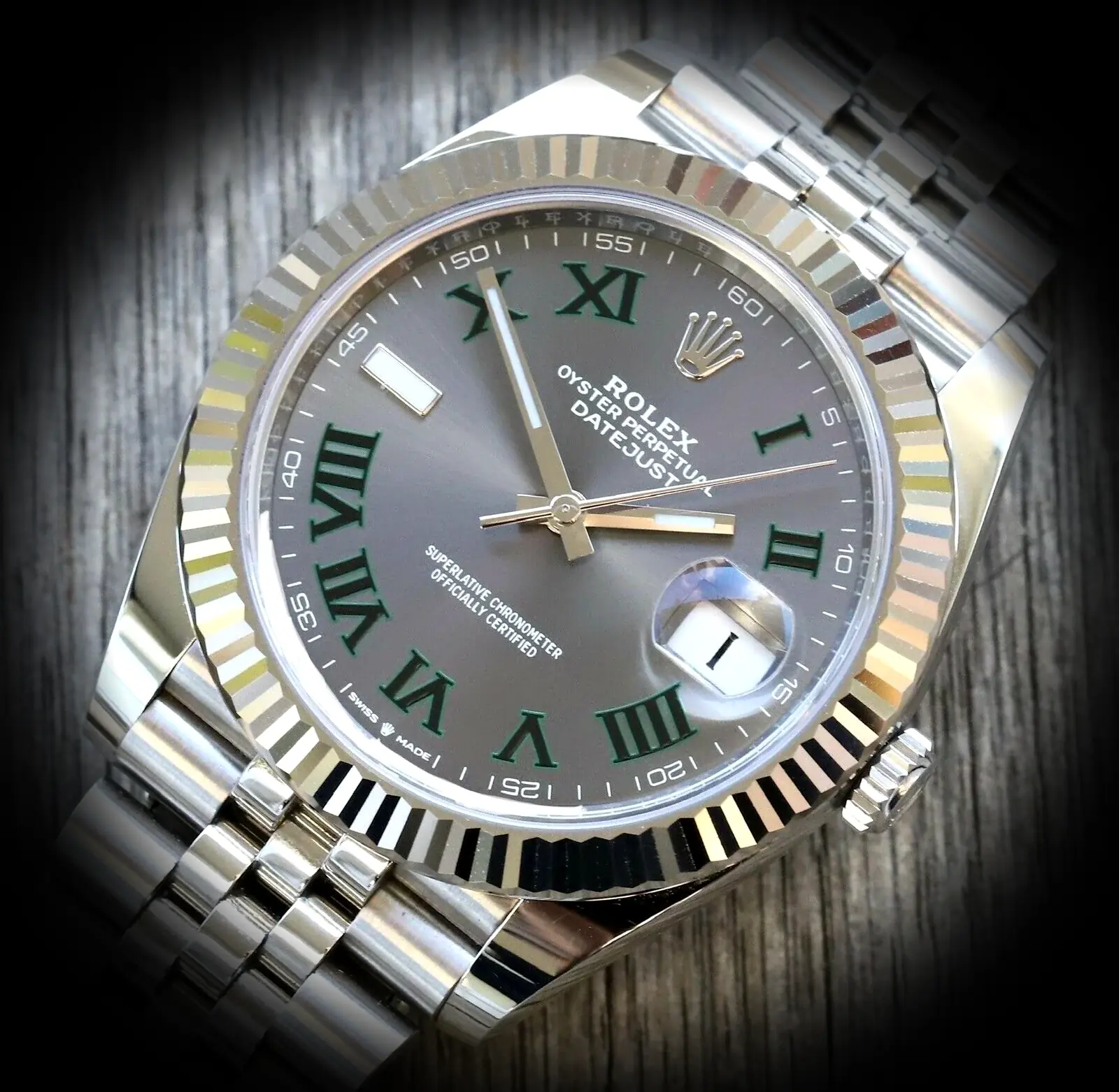 Rolex Datejust 126334 Wimbledon Super Clone 41mm — Zifferblatt-Nahaufnahme