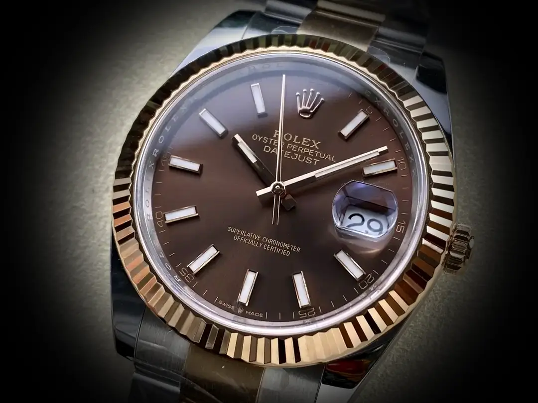 Datejust m126331 Superclone Zifferblatt in schokolade — Gehäusebodendetail