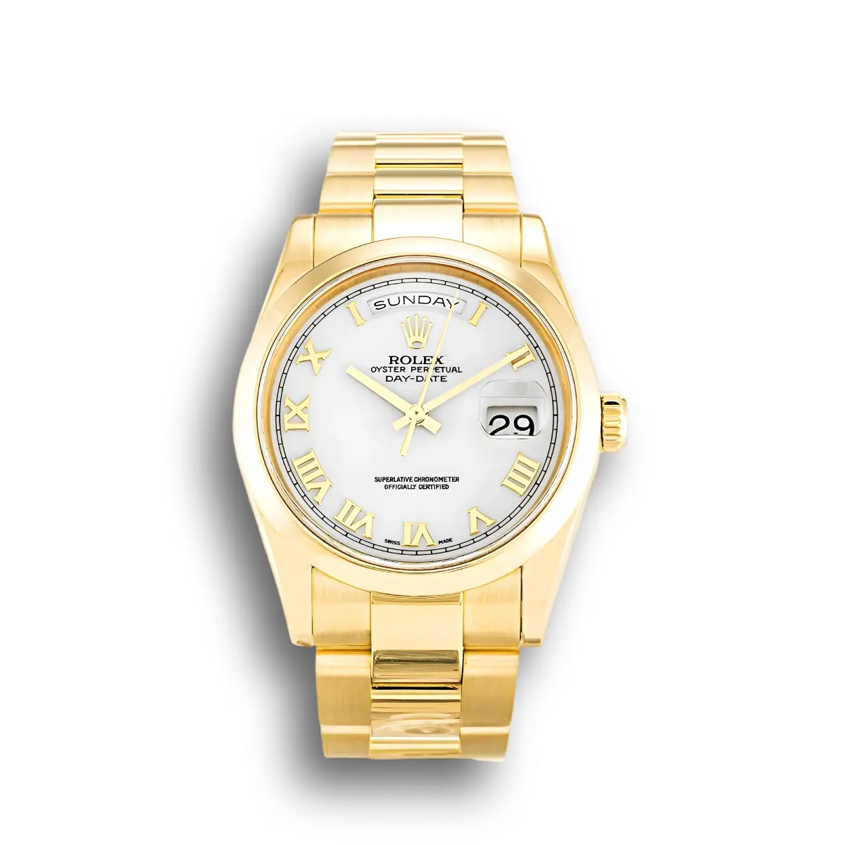 Rolex Day-Date 118208 36mm Weiß Zifferblatt Watch