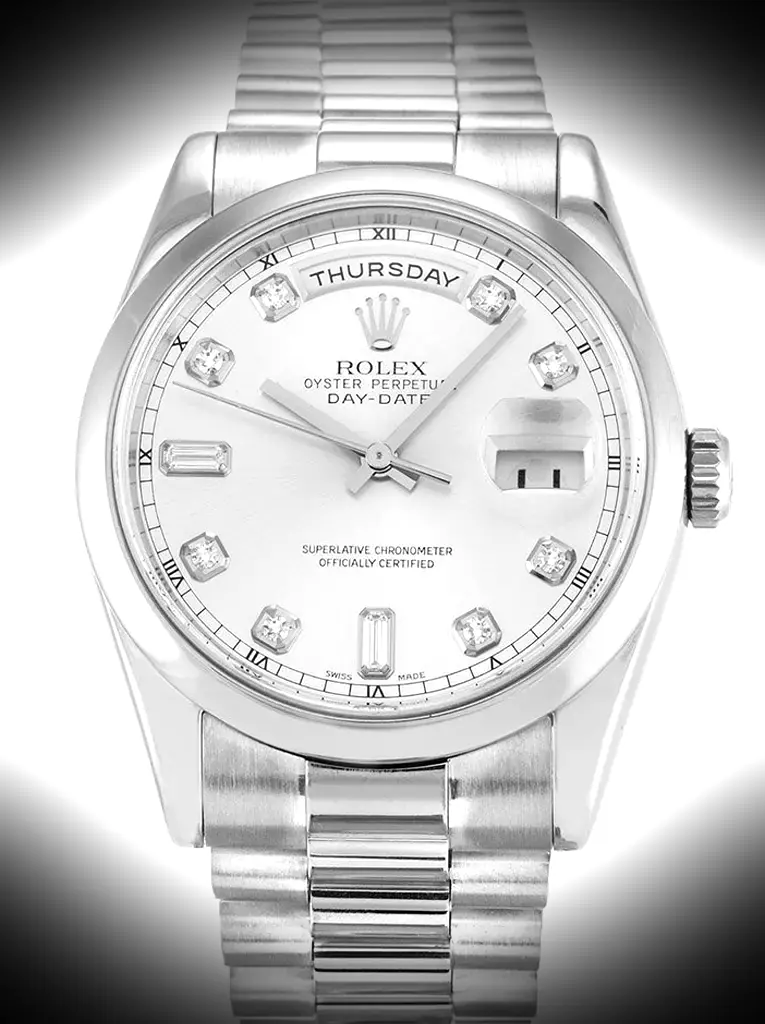 Rolex Day Date 36mm Silber Zifferblatt 118209