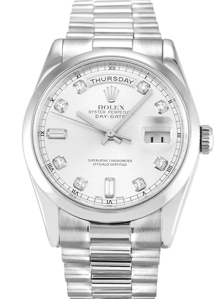 Rolex Day Date 36mm Silber Zifferblatt 118209