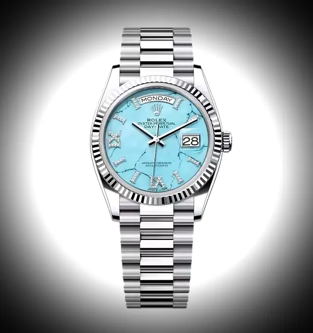 Rolex Day Date 36 Mm Türkis Zifferblatt 128236