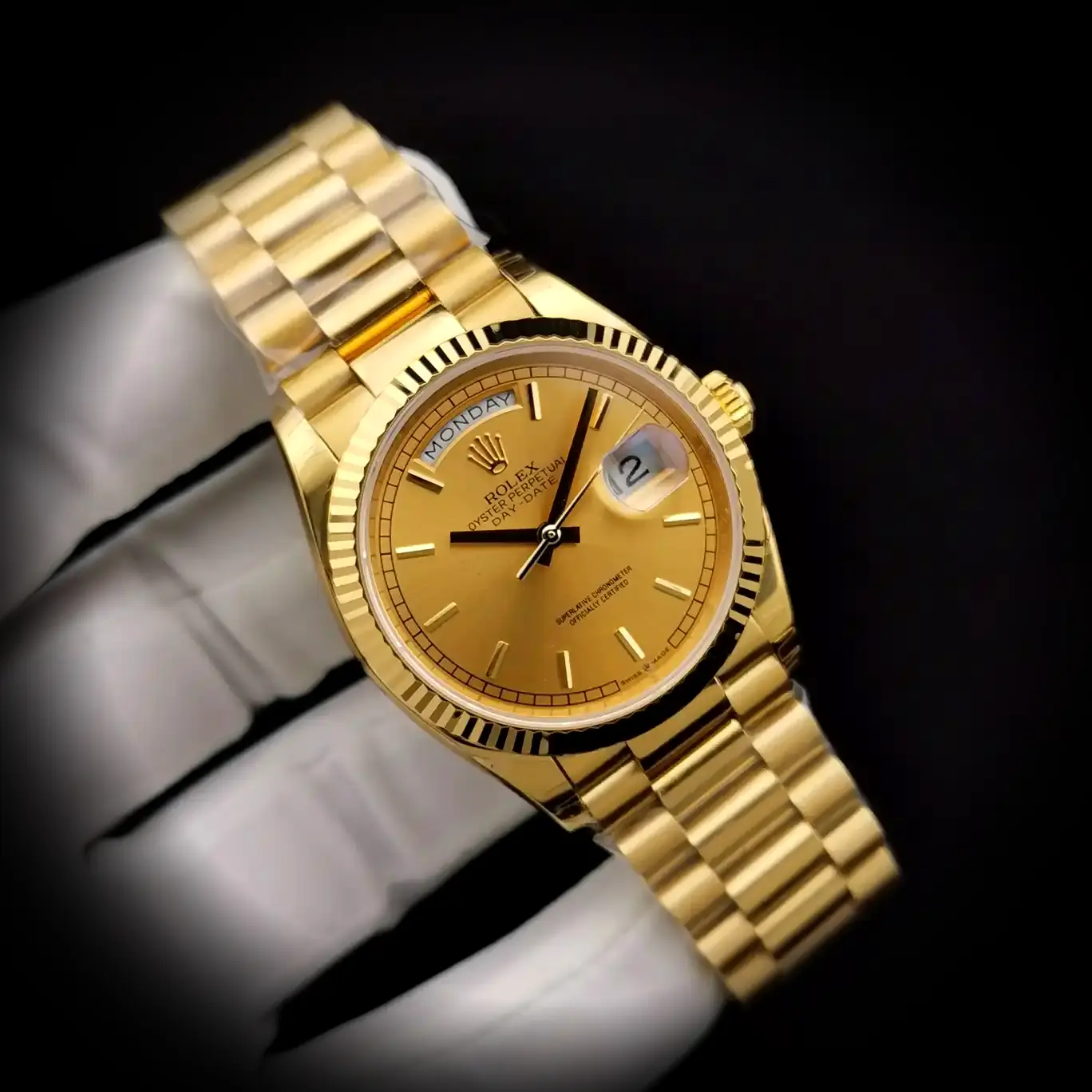 Day-Date 41985 1:1 Super Clone 36mm — Zifferblatt-Nahaufnahme