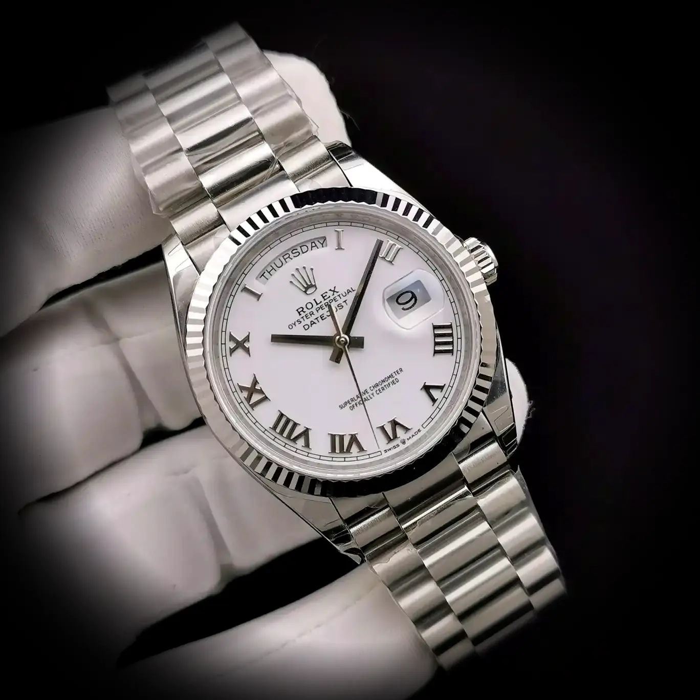 Day-Date 41985 1:1 Super Clone 36mm — Zifferblatt-Nahaufnahme