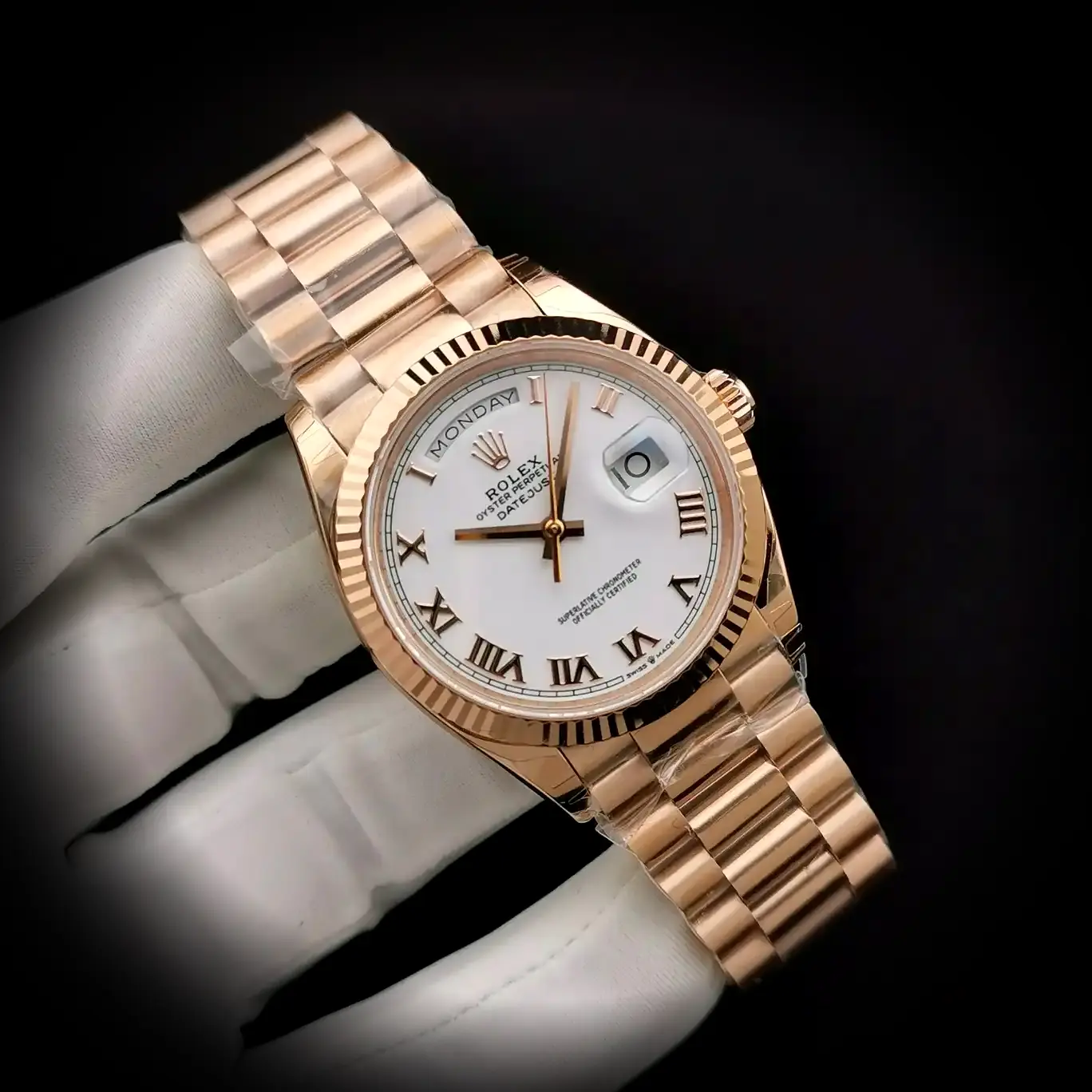 Rolex Day-Date 41985 Schweizer Replica 36mm — Zifferblatt-Nahaufnahme