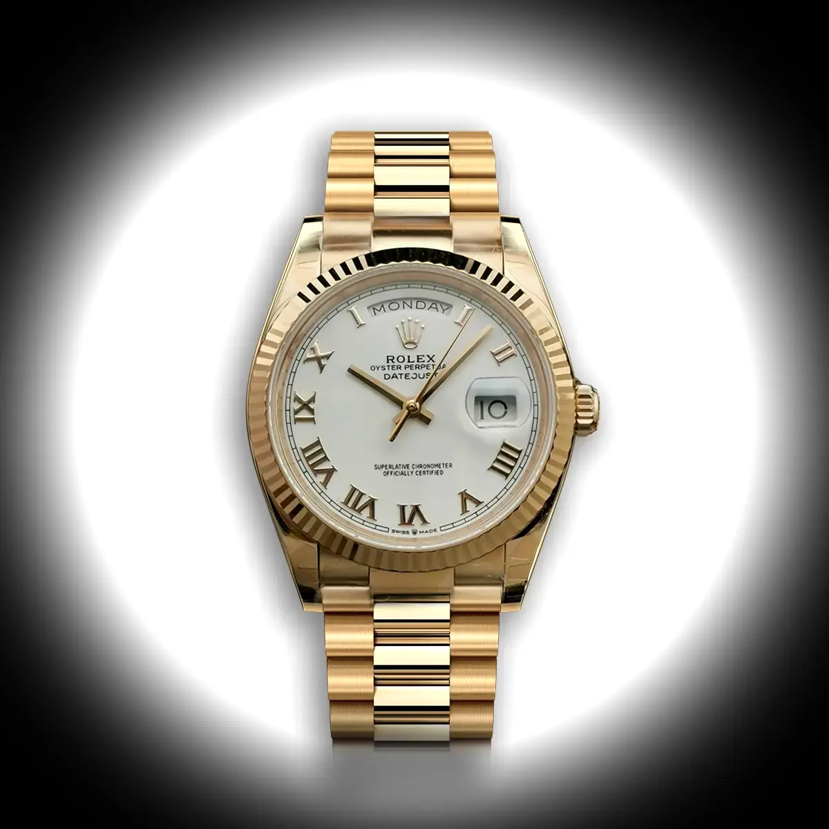 Rolex Day-Date 128238 36mm Weiß Roman Zifferblatt