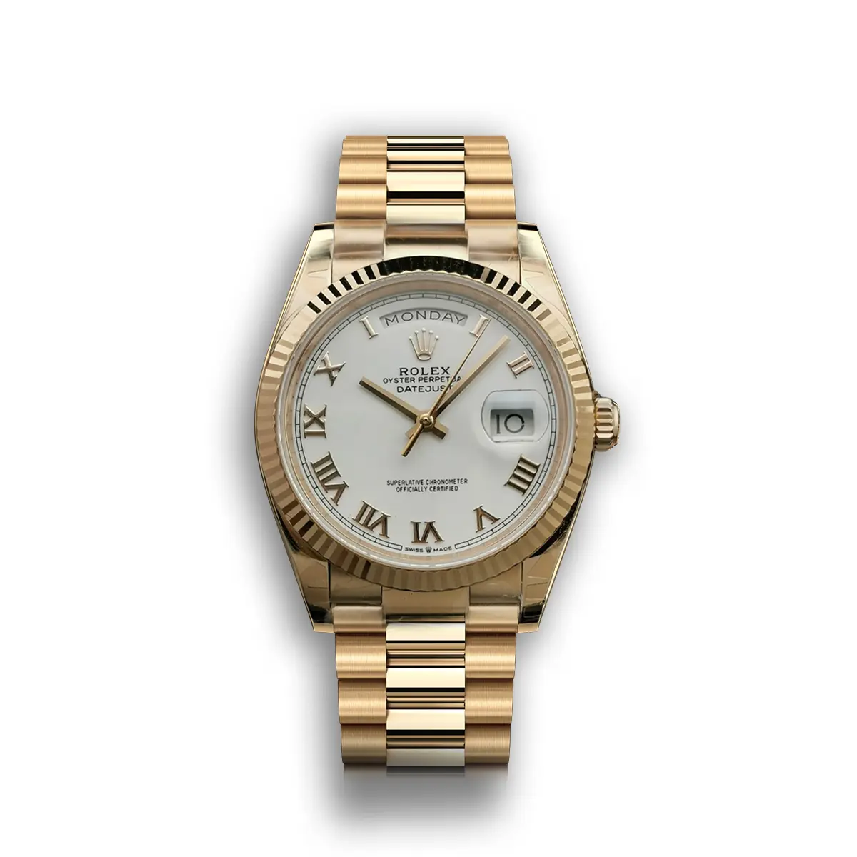 Rolex Day-Date 128238 36mm Weiß Roman Zifferblatt