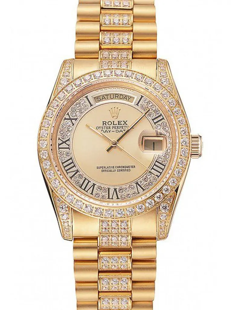 Rolex Day Date 37mm Goldenes Zifferblatt 1453954