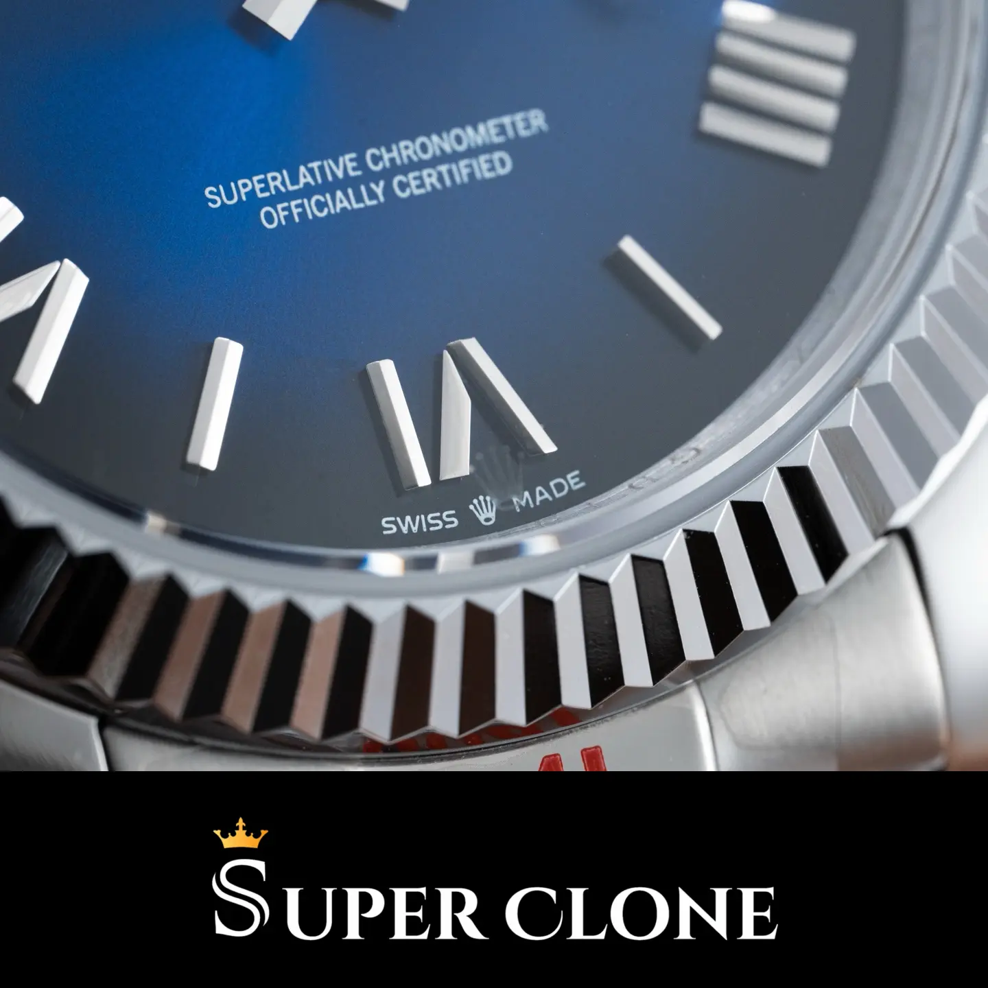 Blau-Ombre-Zifferblatt der Rolex Day-Date 228239 Replica mit römischen Stundenmarkern