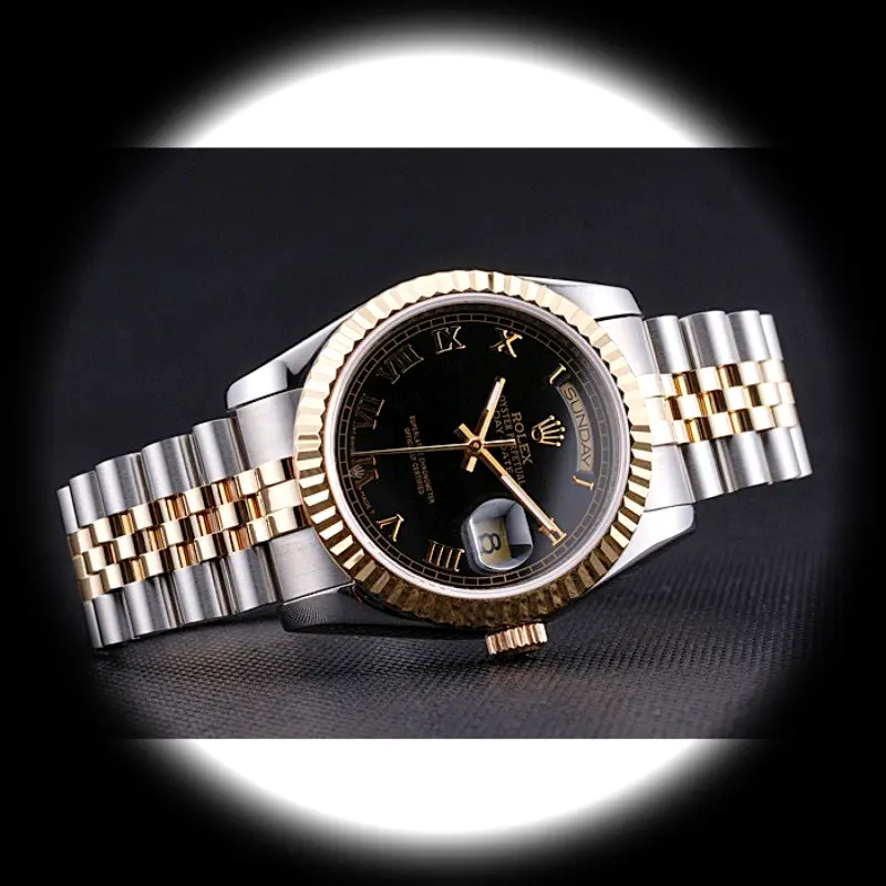 Day-Date SRL78 Super Clone Zifferblatt in schwarz — Gehäusebodendetail