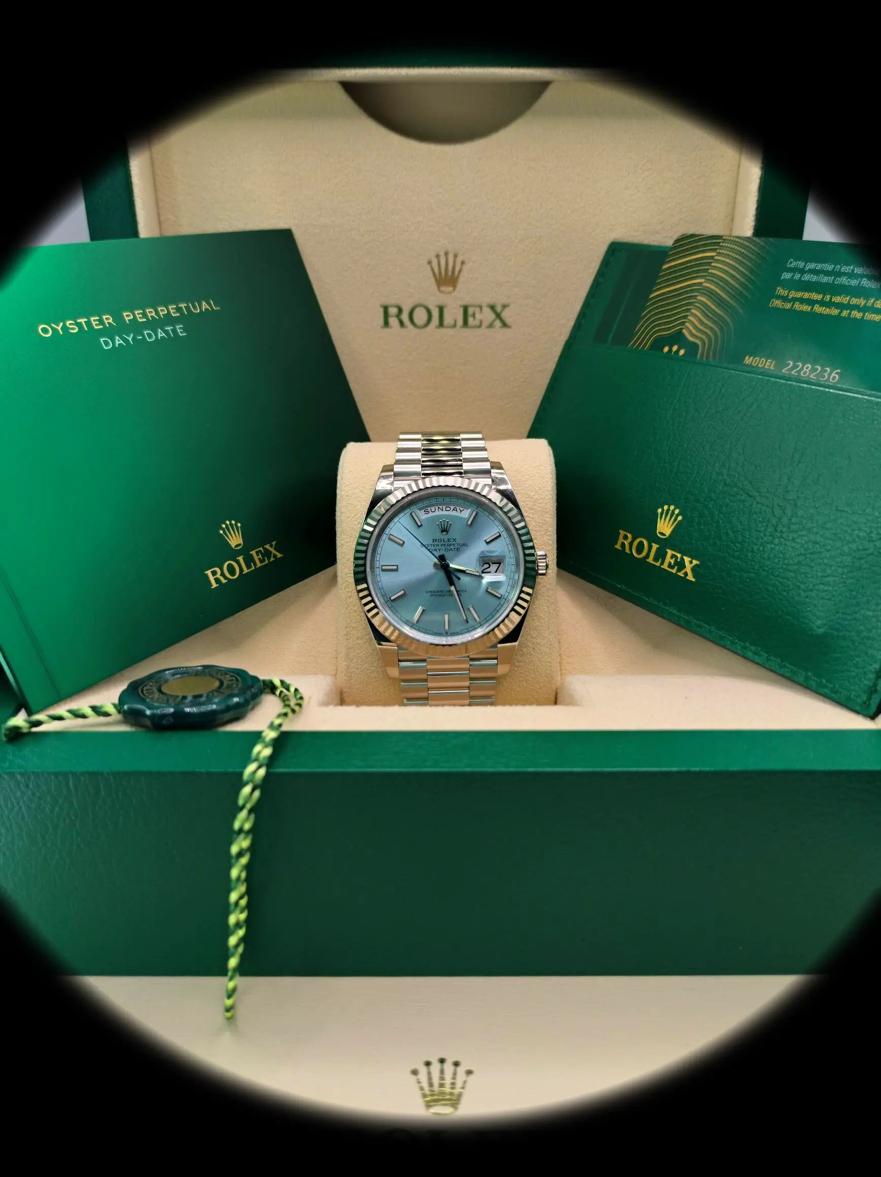 Rolex Day-Date 228236 Schweizer Klon 40mm — Zifferblatt-Nahaufnahme