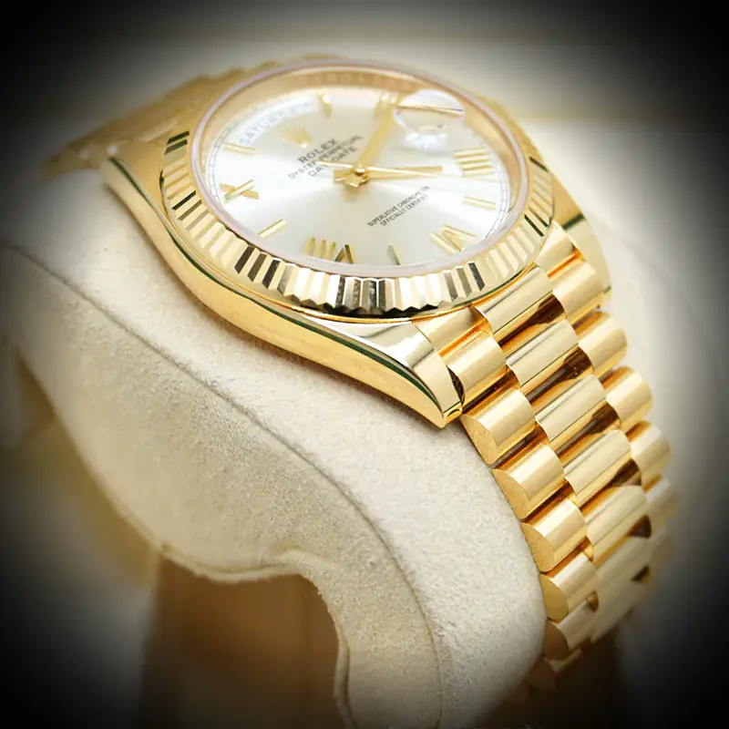 Rolex Day-Date 228238 1:1 Super Clone Zifferblatt in silber — Gehäusebodendetail