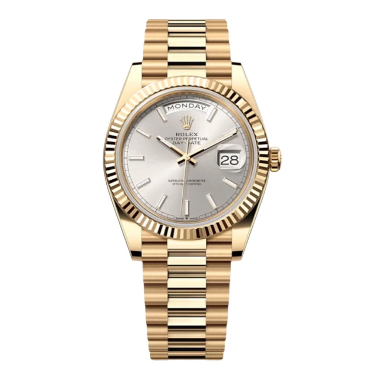 Rolex Day-Date 40mm Silber Zifferblatt 228238