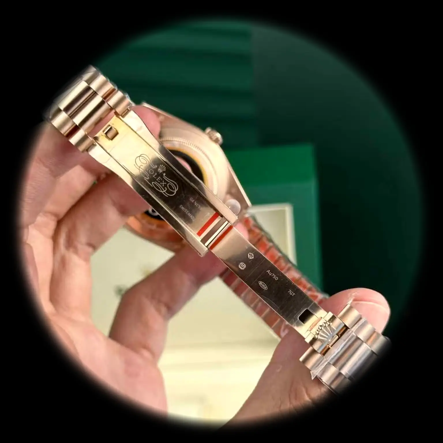 Rolex Day-Date 228235 Superclone Zifferblatt in schwarz — Lünette-Makro