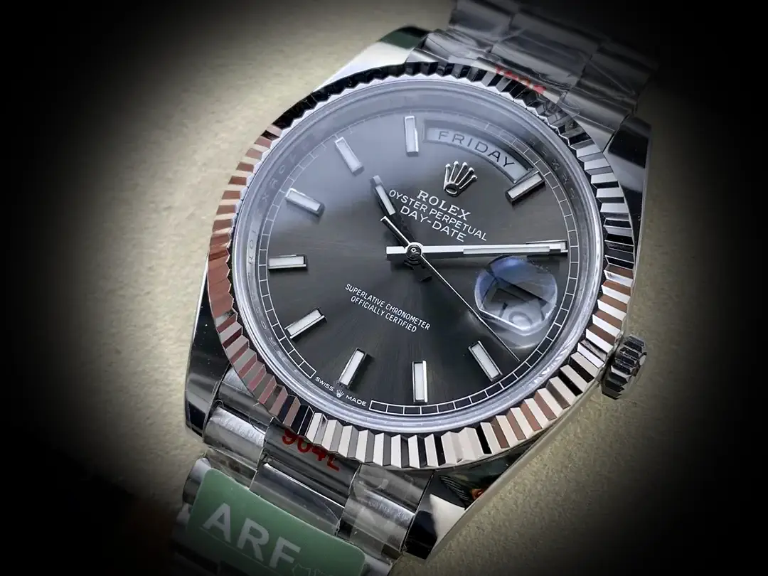 Day-Date 41985 1:1 Super Clone Zifferblatt in slate set — Gehäusebodendetail