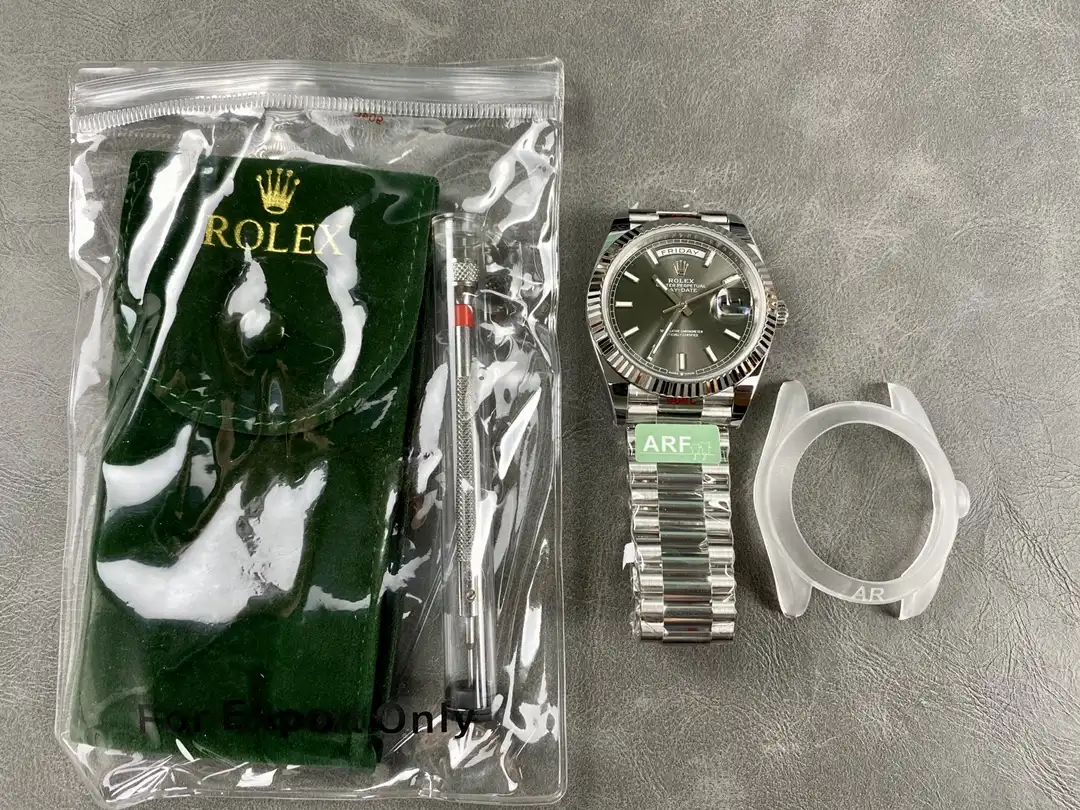 Day-Date 41985 Super Clone Replica Zifferblatt in slate set — Schrägansicht