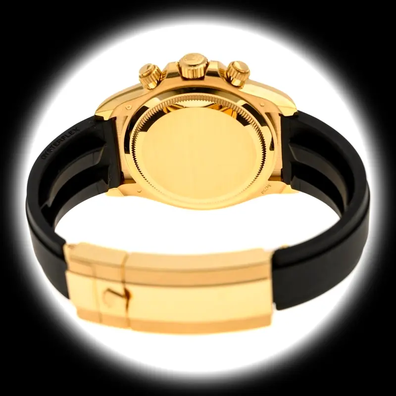 Rolex Daytona 126518LN Schweizer Klon Zifferblatt in schwarz — Gehäusebodendetail