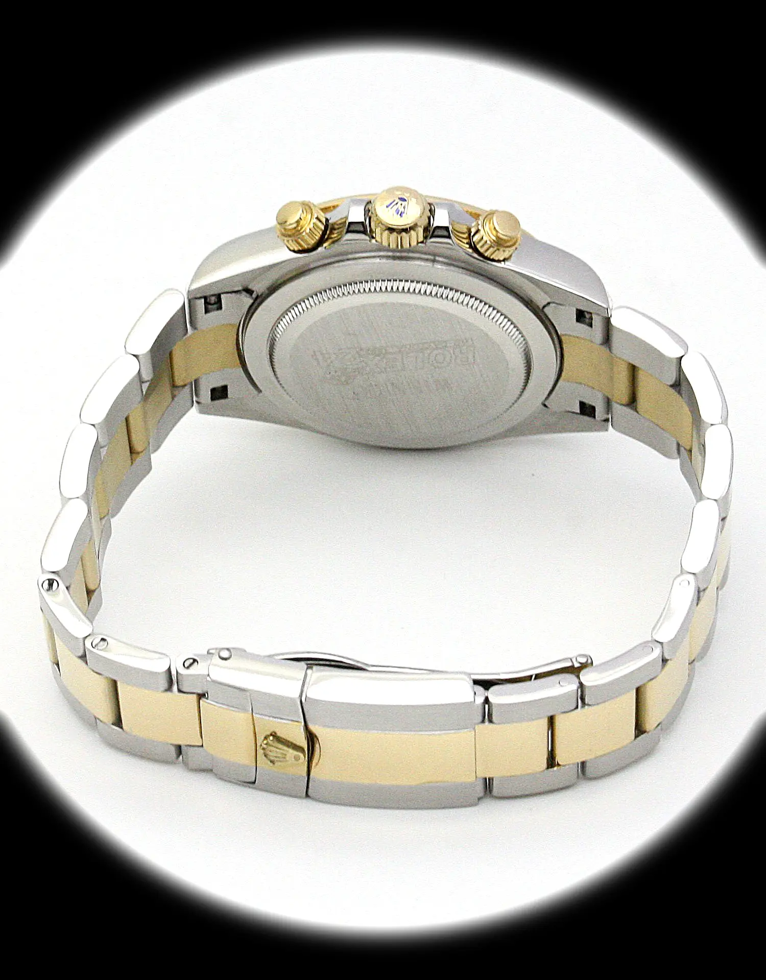 Daytona 116523 Super Clone Zifferblatt in dunkelbraun — Gehäusebodendetail