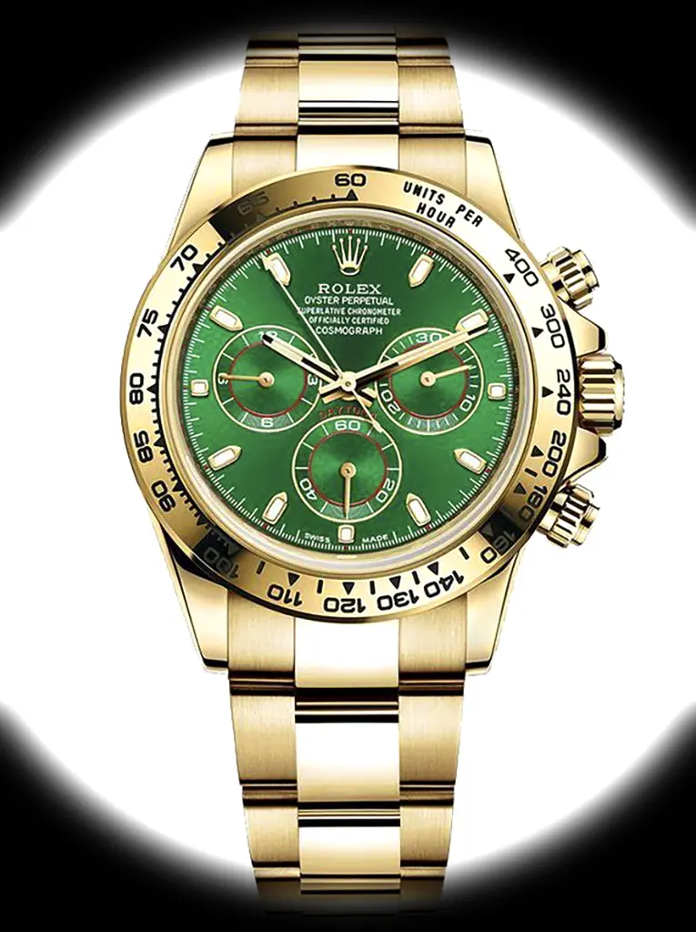 Rolex Daytona John Mayer Grün Zifferblatt 116508 Gelbgold
