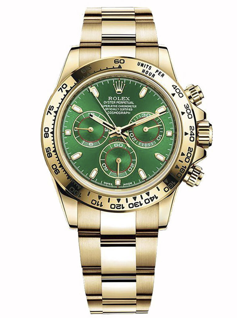 Rolex Daytona John Mayer Grün Zifferblatt 116508 Gelbgold