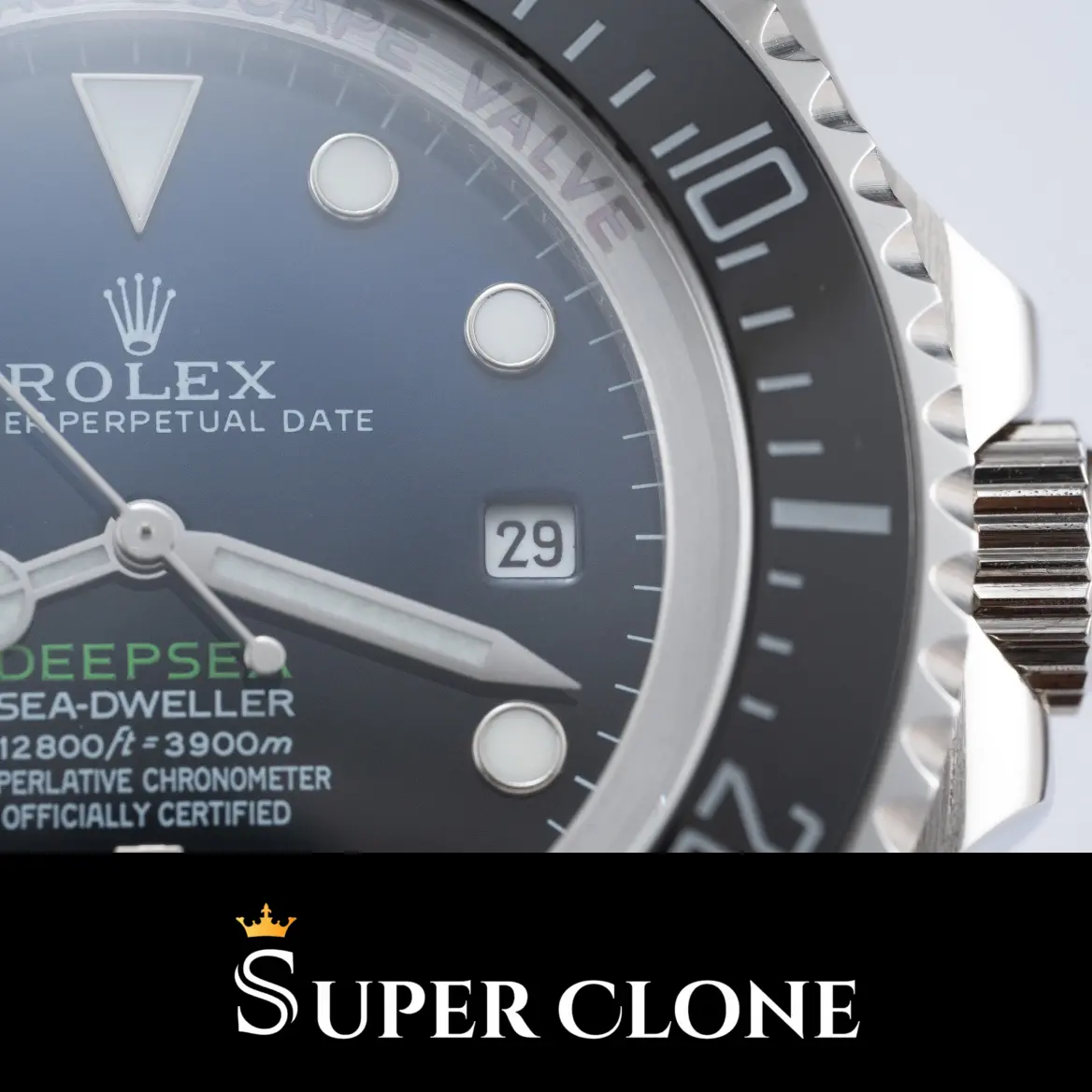 Schwarz-blauer Cameron-Gradient auf dem Zifferblatt der Rolex Deepsea 126660 Nachbildung