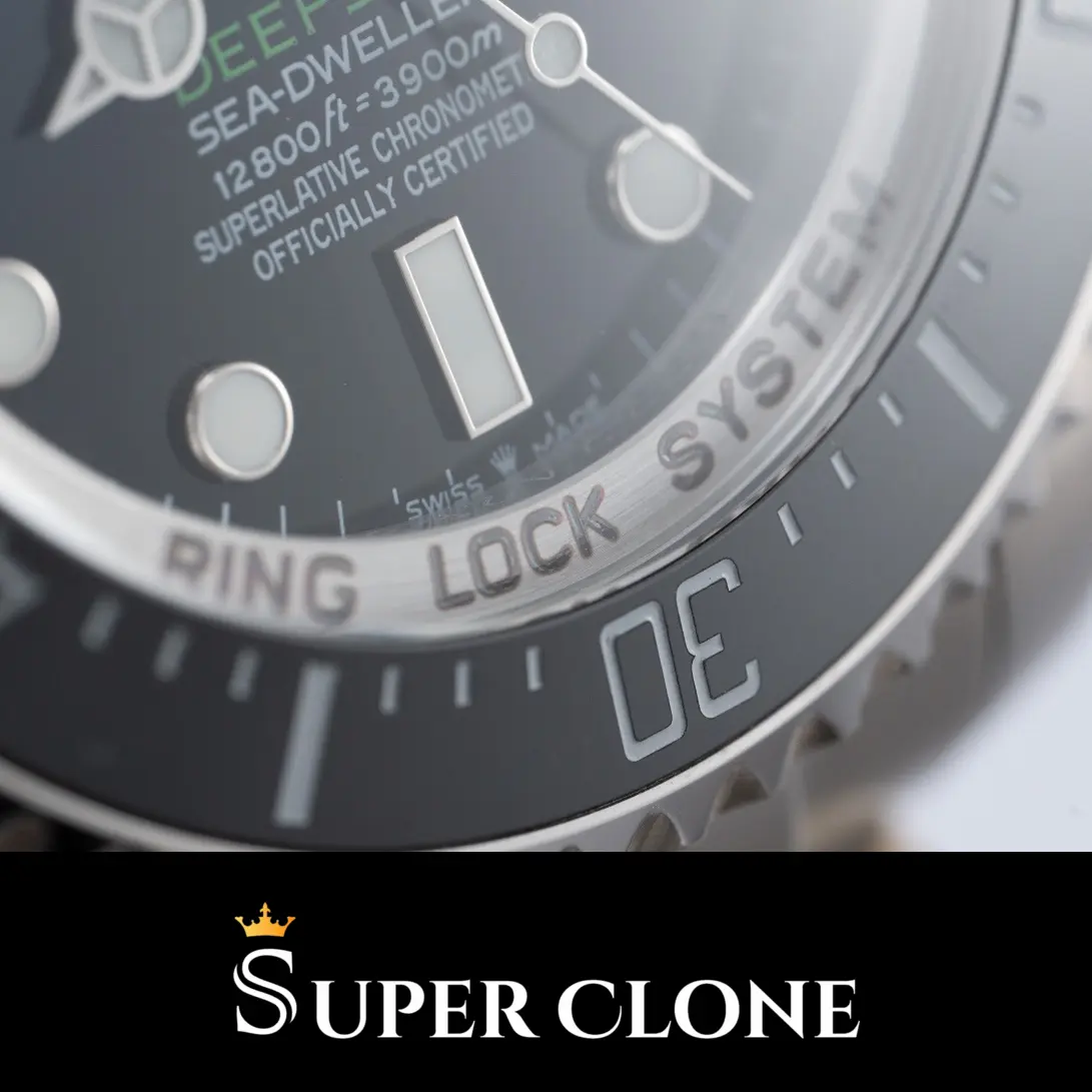 Glidelock + Fliplock-Verlängerung am Oyster-Armband der Rolex Deepsea 126660 Replica