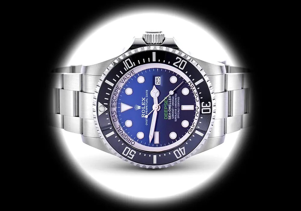 Rolex Deepsea 116660 Schweizer Replica Zifferblatt in schwarz, blau — Gehäusebodendetail