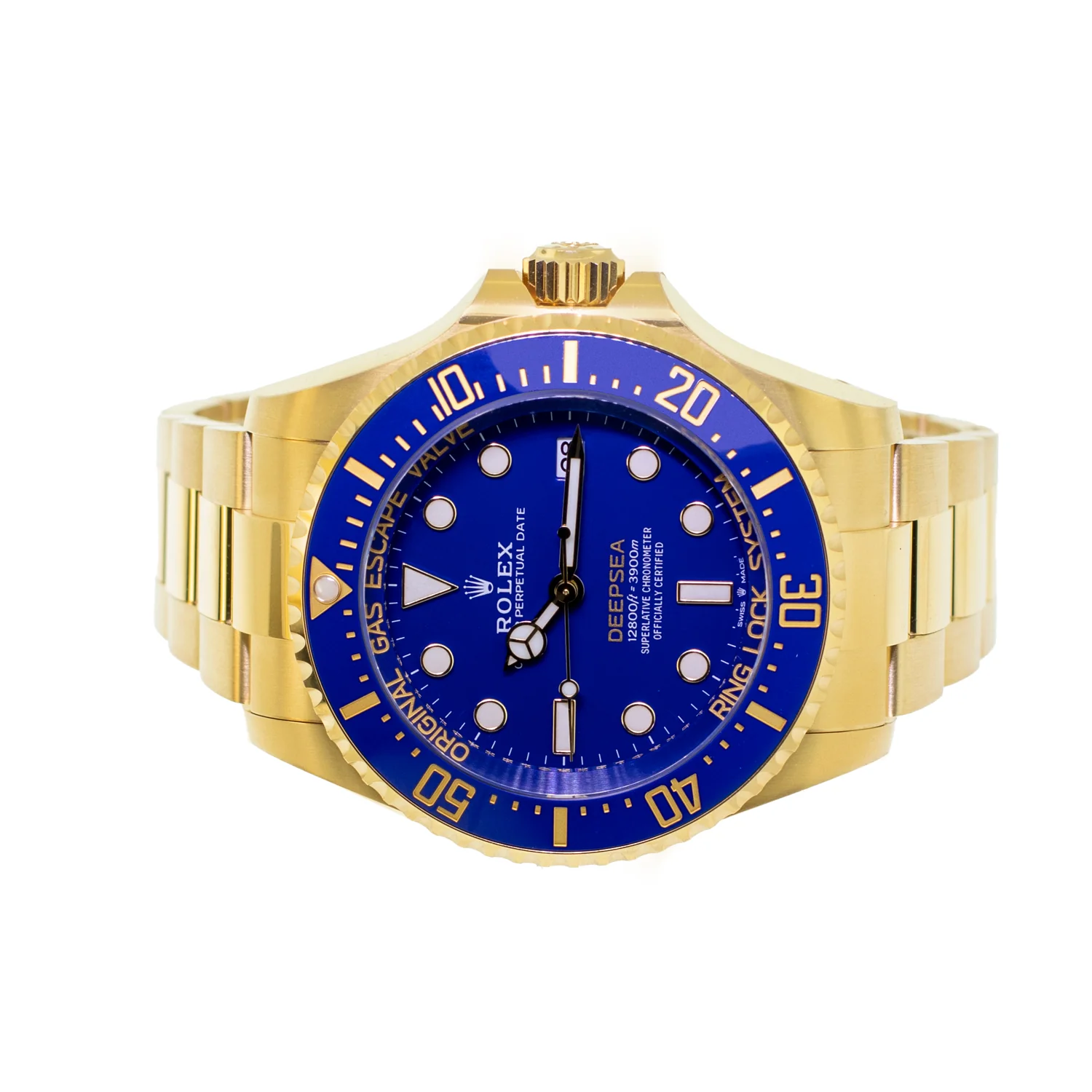 Rolex Deepsea 136668LB Klon Zifferblatt in blau — Lünette-Makro