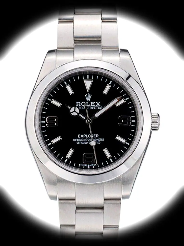 Rolex Explorer 39mm Schwarz Zifferblatt 42002