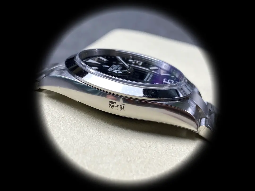 Rolex Explorer 124270 Super Clone Zifferblatt in schwarz — Lünette-Makro