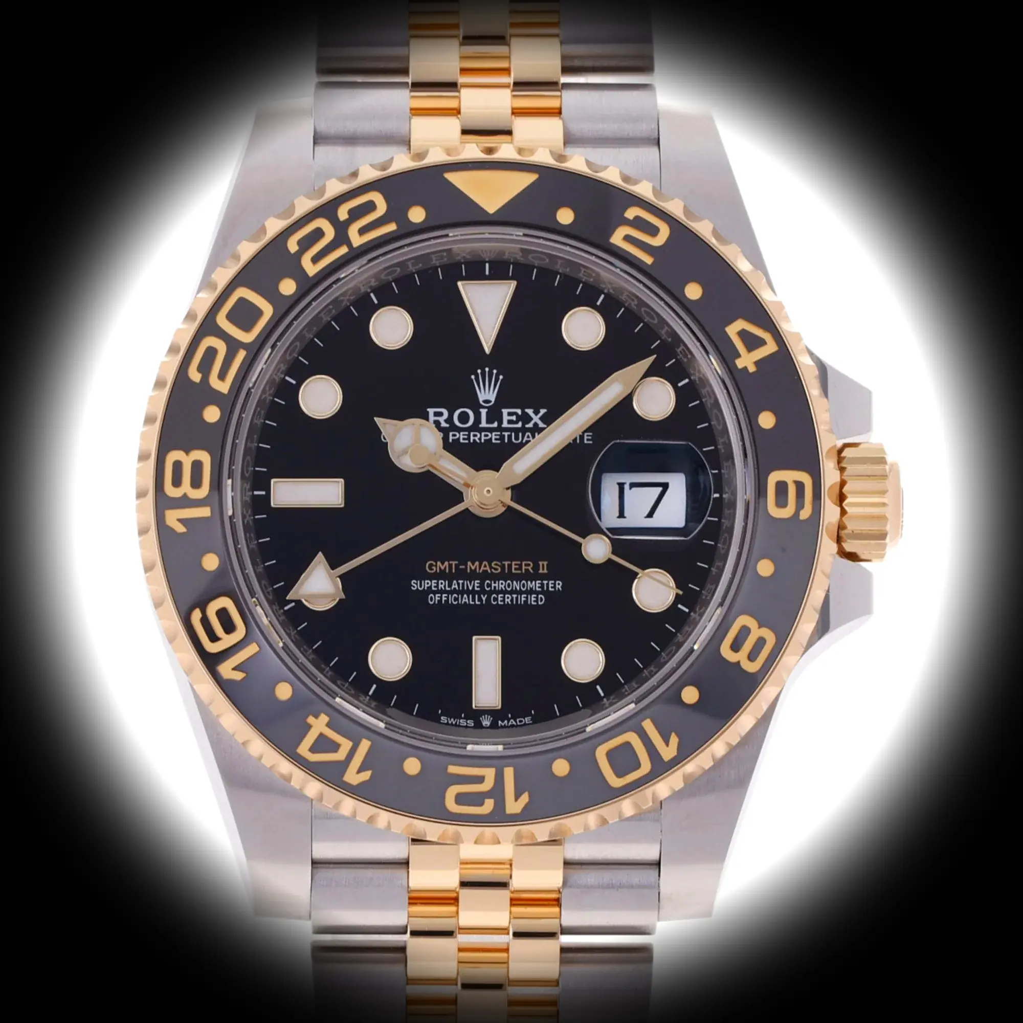 Rolex GMT-Master 126713GRNR Schweizer Replica 40mm — Zifferblatt-Nahaufnahme