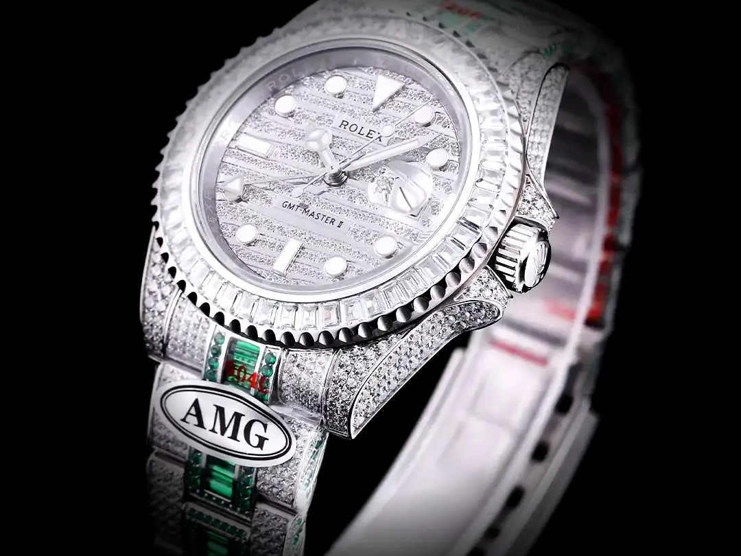 GMT-Master 116769TBR Schweizer Replica Zifferblatt in diamant — Gehäusebodendetail