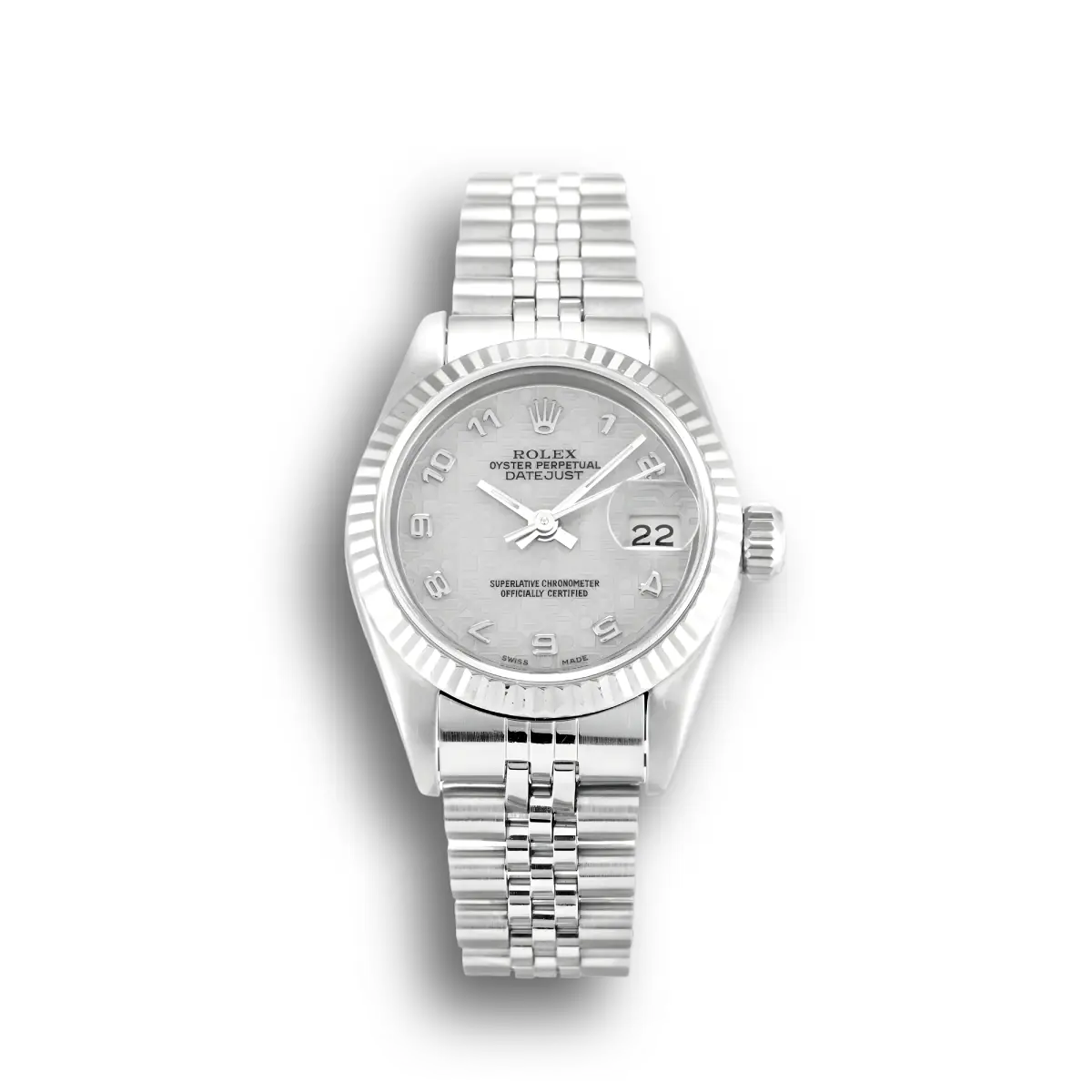 Rolex Lady-Datejust 69174 Silber Zifferblatt 26mm Weißgold Bezel
