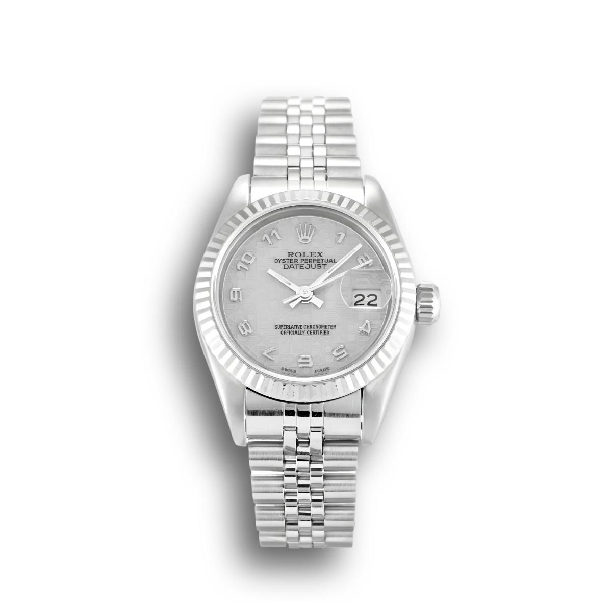 Rolex Lady-Datejust 69174 Silber Zifferblatt 26mm Weißgold Bezel