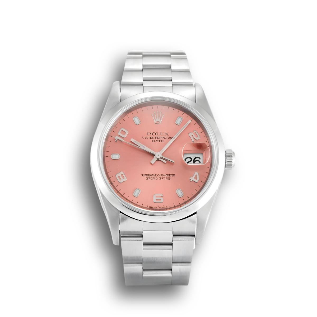 Rolex Oyster Perpetual 34mm Lachs Zifferblatt 15200