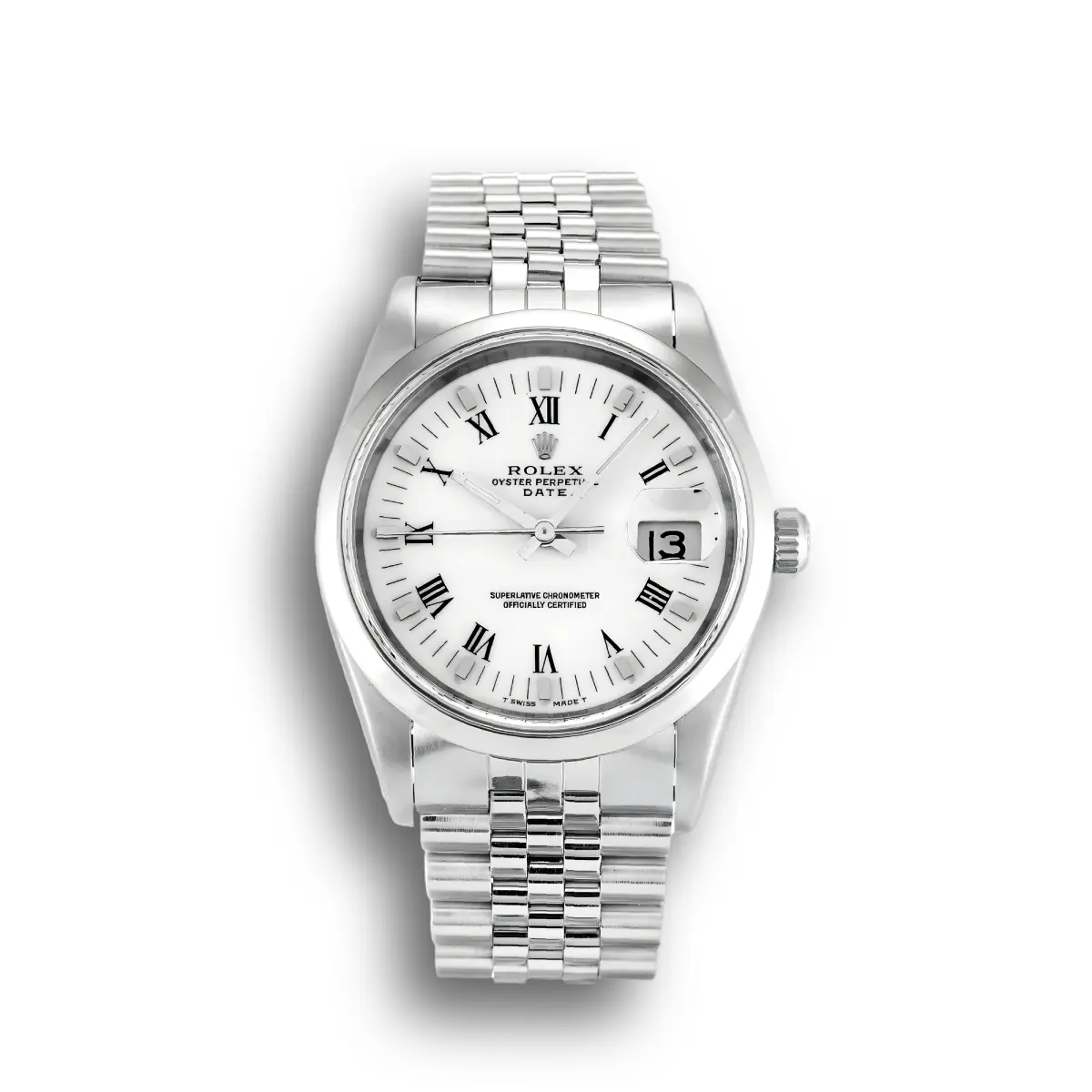 Rolex Oyster Perpetual 34mm Weiß Zifferblatt 15200