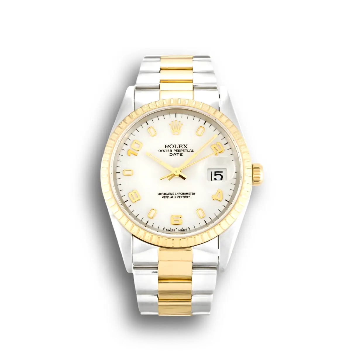 Rolex Oyster Perpetual 34mm Weiß Zifferblatt 15223
